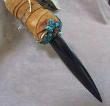 Native Taos Handmade Antler Jet & Turquoise Ceremony Knife by "Moose" Luhan M182