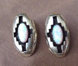 Navajo Sterling Silver & Opal Necklace & Earrings Set by Felix Perry JN0154