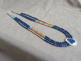 Native Navajo Sterling & Lapis & Turquoise 21" Necklace by  JRT JN384