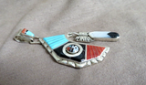 Zuni Sterling & Multi-Stone Sunface Spinner & Feather Pendant by Don Dewa JP278