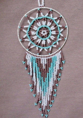 Native Zuni Made Beaded Dreamcatcher Multi-color Car Charm or Ornament M0088