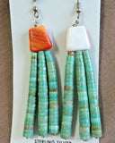 Santo Domingo Turquoise & Spiny Oyster Hook Earrings by Lupe Lovato JE580