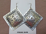 Native Navajo Hand Stamped Sterling Hook Earrings by Harold Joe  - signed JE0390