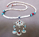 Zuni Hand Made Multi-Stone & Heishi Sunface Necklace by Alton Nastacio JN046