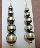 Native Navajo Sterling Silver Graduated Navajo Pearl Hook Earrings  JE397