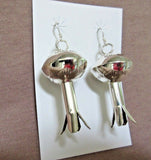 Navajo Large Sterling Silver Squash Blossom Hook Earrings by Monica Smith JE0407