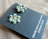 Native Zuni Awesome Turquoise Petit point Sterling Post Earrings  JE601