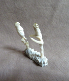 Amazing Native Zuni Antler Mini Owl Duo Fetish Carving by Ruben Najera C4660