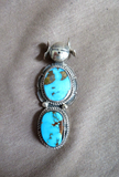 Native Navajo Turquoise & Sterling Hopi Kachina Pendant by Bennie Ration - JP275