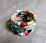 Santo Domingo Turquoise & Multi-Gemstone Wrap Wire Bracelet by H Tsosie JB267
