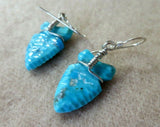Zuni Powerful Turquoise Arrowhead Earrings by Todd Westika  JE605