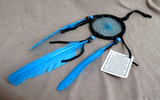 Native Navajo Handmade Medium Size Turquois & Black Leather Dream Catcher  M0373