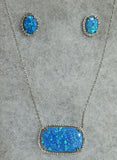 Zuni Sterling & Simmering Opal NECKLACE & Earrings by Emery Lalacito  JN417