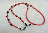 Navajo Jet & Coral Heishi Eye-Glass Holder Necklace by Sanrda Francisco M282