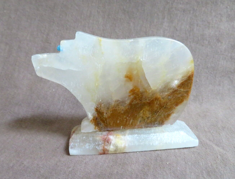 Native Zuni Onyx Medicine Bear Fetish Carving by Joyce Tsethlikai C4419
