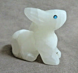 Native Zuni White Quartz Rabbit Carving Fetish by Justin Natewa C3916