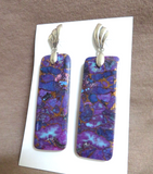 Santo Domingo Purple Turquoise & Copper Composite Slab Post Earrings JE612