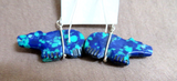 Native Zuni Azurite Bear Fetish w Sunface Hook Earrings by Darrin Boone JE640