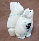 Native Zuni HUGE White Marble Standing Bear Duo by Mike LaWeka  - C2681