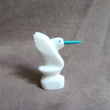 Native Zuni White Marble Hummingbird Fetish Carving by Brandon Philips - C4658
