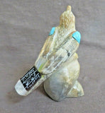 Native Zuni Zuni Rock & Turquoise Eagle carving fetish by Freddie Leekya C3609