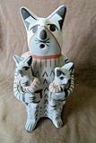 Native Hand Made Jemez Pottery Cat Storyteller w kittens by Robert Fragua  PO258