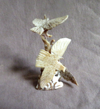 Native Zuni Antler Eagle Family Trio Fetish Carving by Ruben Najera C4167