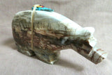 Native Zuni Picasso Marble Medicine Bear w heartline Fetish by Kevin Quam C3827