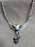 Native Zuni Made Beaded Hummingbird Multi-color 22" Necklace 3 strands JN463