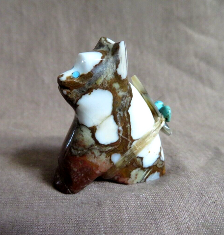 Zuni Wild Horse Turquoise Mini Bear Fetish by Leland Boone & Daphne Quam C4158