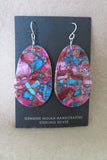 Santo Domingo Purple Spiny Oyster & Turquoise  Composite Hook Earrings  JE615 Native American