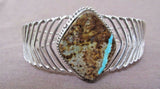 Native Navajo Sterling & Boulder Turquoise Bracelet by RV JB0121