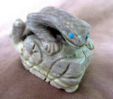 Zuni Amazing Picasso Marble Lizard on a Rock Fetish by Wilfred Cheama C01079