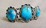 1980's Native Navajo Royston Turquoise & Sterling Small Cuff Bracelet  JB225