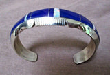 Navajo Lapis & Opal Inlay & Sterling Cuff Bracelet  Steve Francisco JB0148