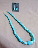 Native Navajo Sleeping Beauty Turquoise Necklace & Earring by Elouise Chee JN385