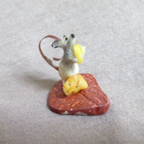 Native Zuni Antler Mini Mouse w Cheese Fetish Carving by Ruben Najera C4559