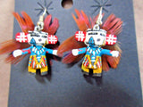 Native Navajo Corn Dancer Kachina Hand Carved Earrings by Angeline Largo JE0353