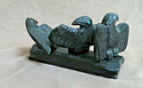 Native American Zuni Jet Triple Ravens Fetish Carving by Rochelle Quam  C3687