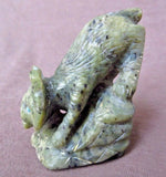 Zuni Amazing Serpentine Bobcat on Rock Fetish by Wilfred Cheama C1224