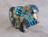 Native Zuni  Egyptian Marble Large Ram Fetish by Kenric Laiwakete C3007