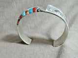 Navajo Multi-Stone Sterling Silver Kokopeli Bracelet by Leonard Jim JB235