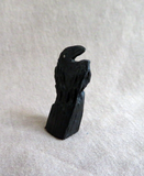 Native Zuni MINI Jet Raven on Rock Fetish Carving by Rochelle Quam  C4273