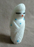 Native Zuni White Marble Corn Maiden Fetish Carving by Mike LaWeka  - C3823