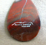 Zuni Red Jasper & Sterling Hand Painted Butterfly Pendant by Edward Lewis  JP240