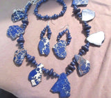 Navajo Chunky Sodalite & Silver Necklace, Bracelet & Earrings Set JS0001