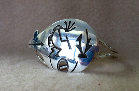 Native Navajo Sterling Silver Medicine Cuff Bracelet by VR JB259