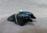 Native Zuni Black Marble Raven Duo Fetish Carving by  LaVies Natewa C4147