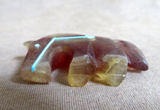 Zuni Chinese Fluorite Horse Fetish w heartlines by Kenric Laiwakete C4212