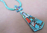 Santo Domingo Inlay Multi-Stone Pendant & Jet Necklace by Chris Nieto JN0225